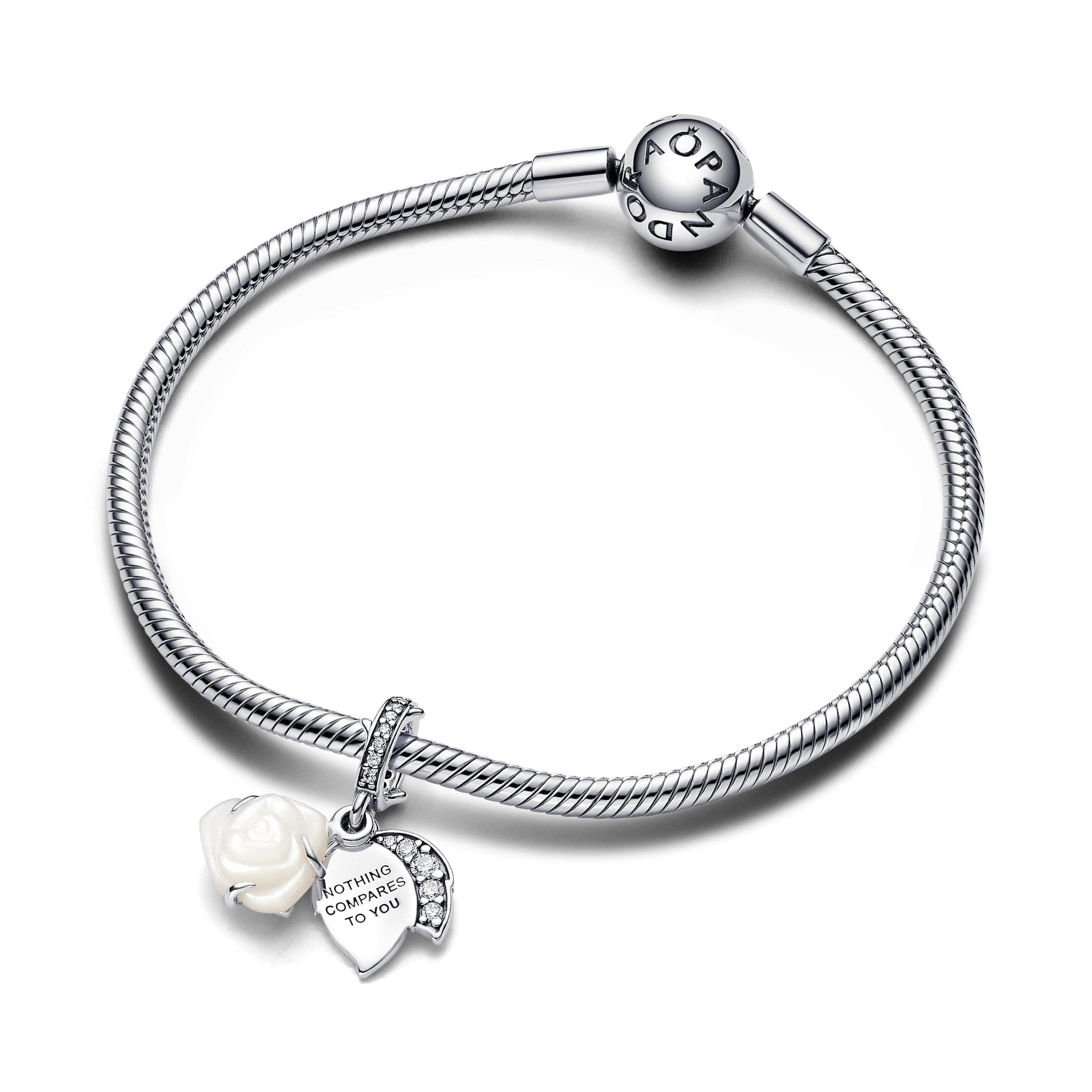 Pandora - Charm Pendente Rosa Bianca in Bead Charm Alba Gioielli - Casoria, commercioVirtuoso.it