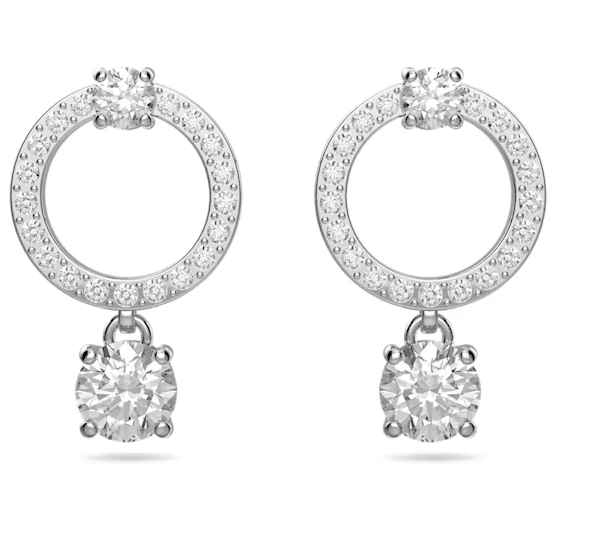 SWAROVSKI - Orecchini a cerchio Attract Taglio tondo, Bianchi, Placcato rodio in Orecchini Alba Gioielli - Casoria, commercioVirtuoso.it