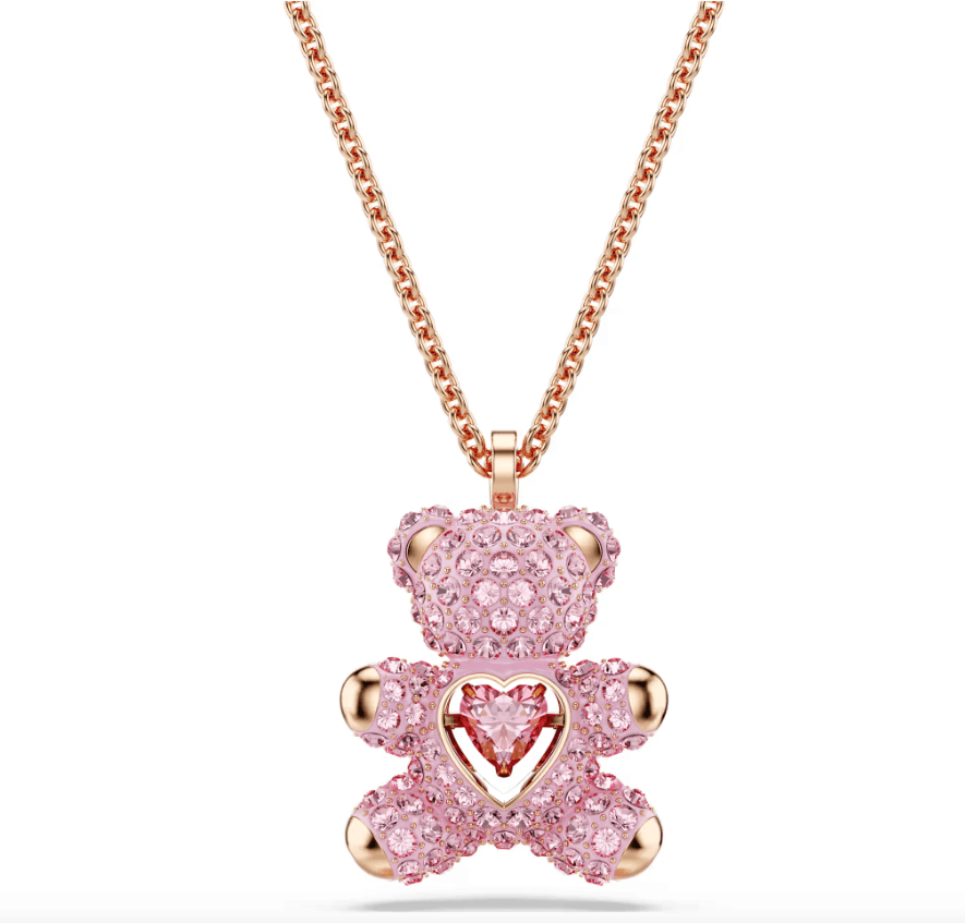SWAROVSKI - Collana con Pendente Teddy Orso, Rosa, Placcato color oro rosa