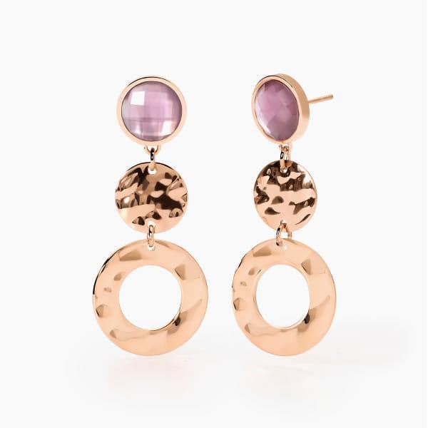 2Jewels  - Orecchini in acciaio 316L PVD rosato vetro madreperla in Orecchini Alba Gioielli - Casoria, commercioVirtuoso.it