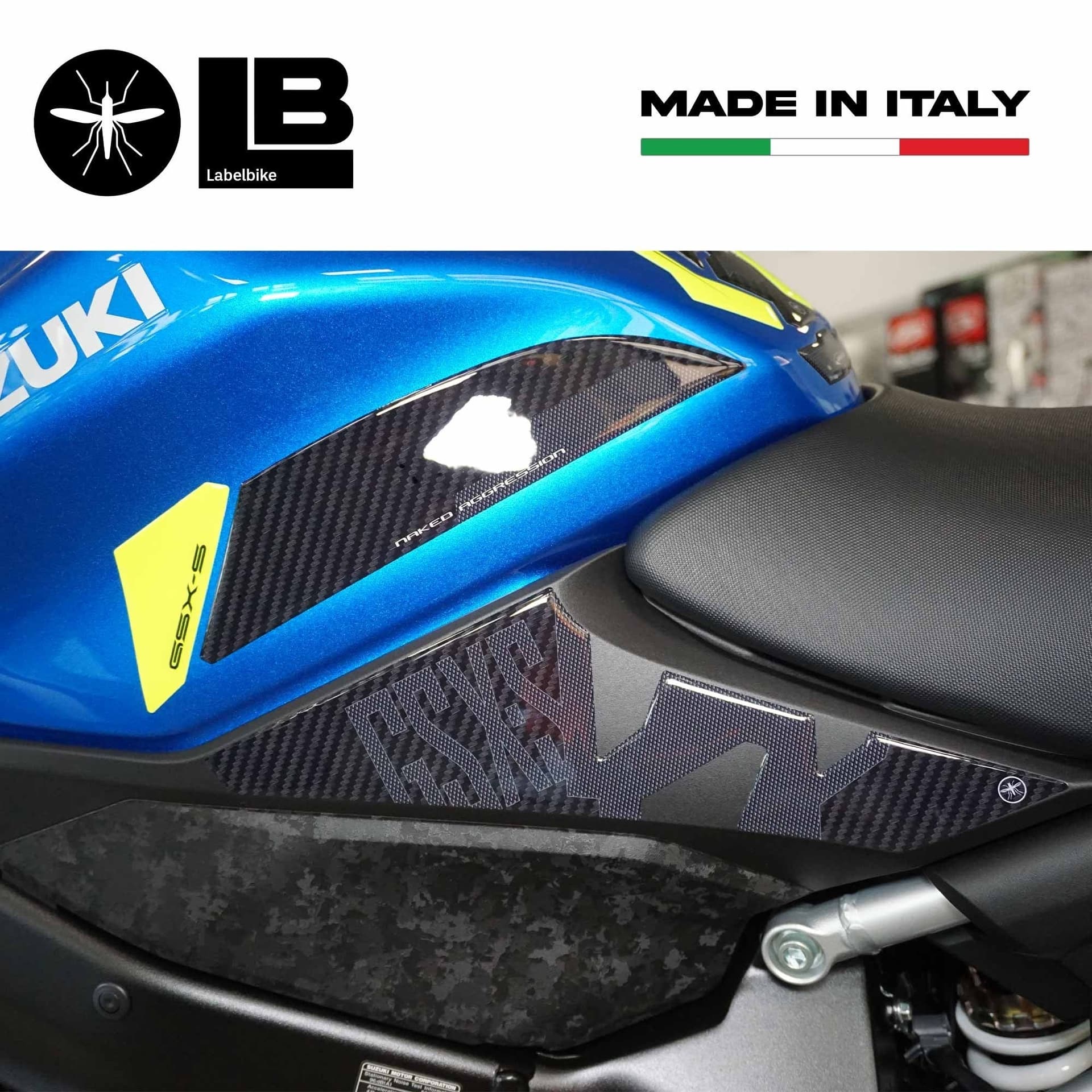 Kit Adesivi 3D Protezioni Serbatoio compatibili con Suzuki GSX-S 950 dal 2021-23 in Decalcomanie adesivi e magneti LabelBike - Bibbiano, commercioVirtuoso.it