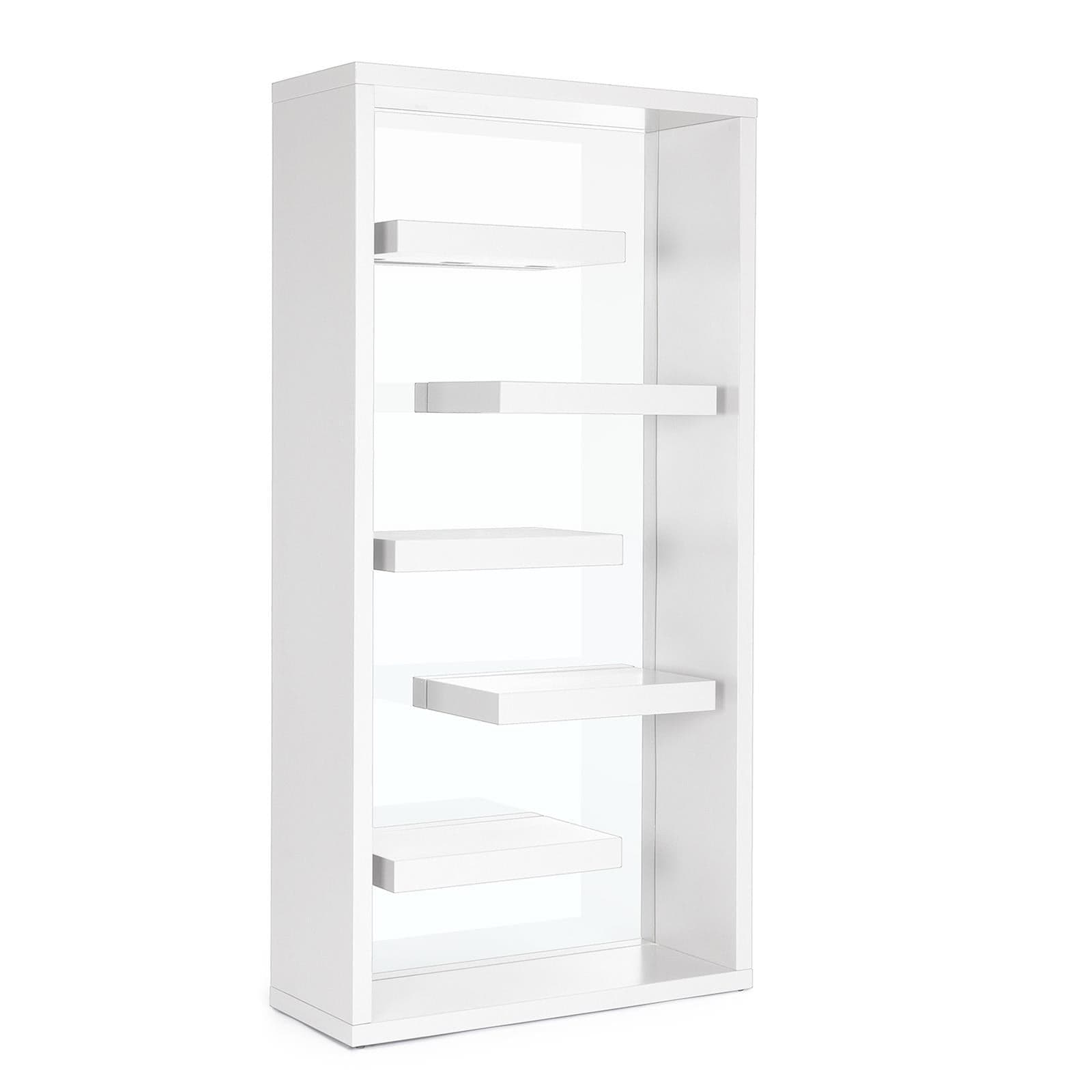 Libreria moderna di design "Bilbao" in legno e vetro per ufficio e cameretta h 180 cm - 14