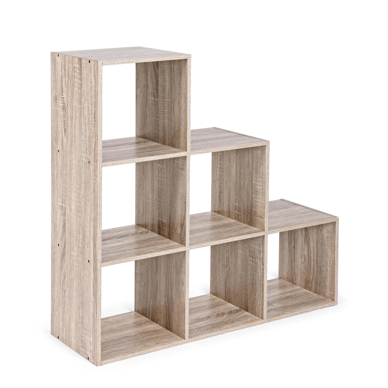 Libreria da ufficio "Mila" a zig zag h 90 cm in legno color rovere per cameretta - 4