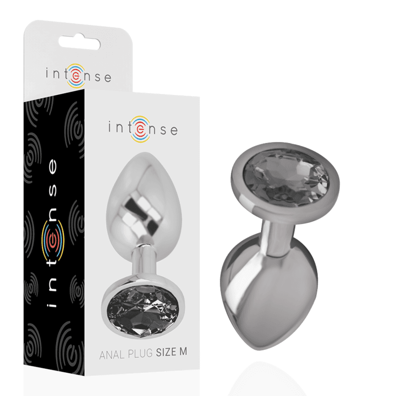 INTENSE - PLUG ANALE IN METALLO ALLUMINIO CON VETRO NERO TAGLIA M in prodotto Desideria Shop - Latina, commercioVirtuoso.it