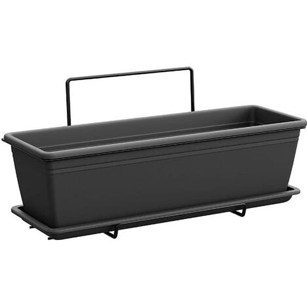 Vaso in plastica 100% riciclata Muro mare Basic con supporto incluso "Made in Italy" – 40 cm, Antracite – Teraplast