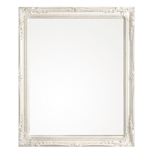 Specchio mirò con cornice in legno shabby bianco 46 x 56 cm da bagno e soggiorno