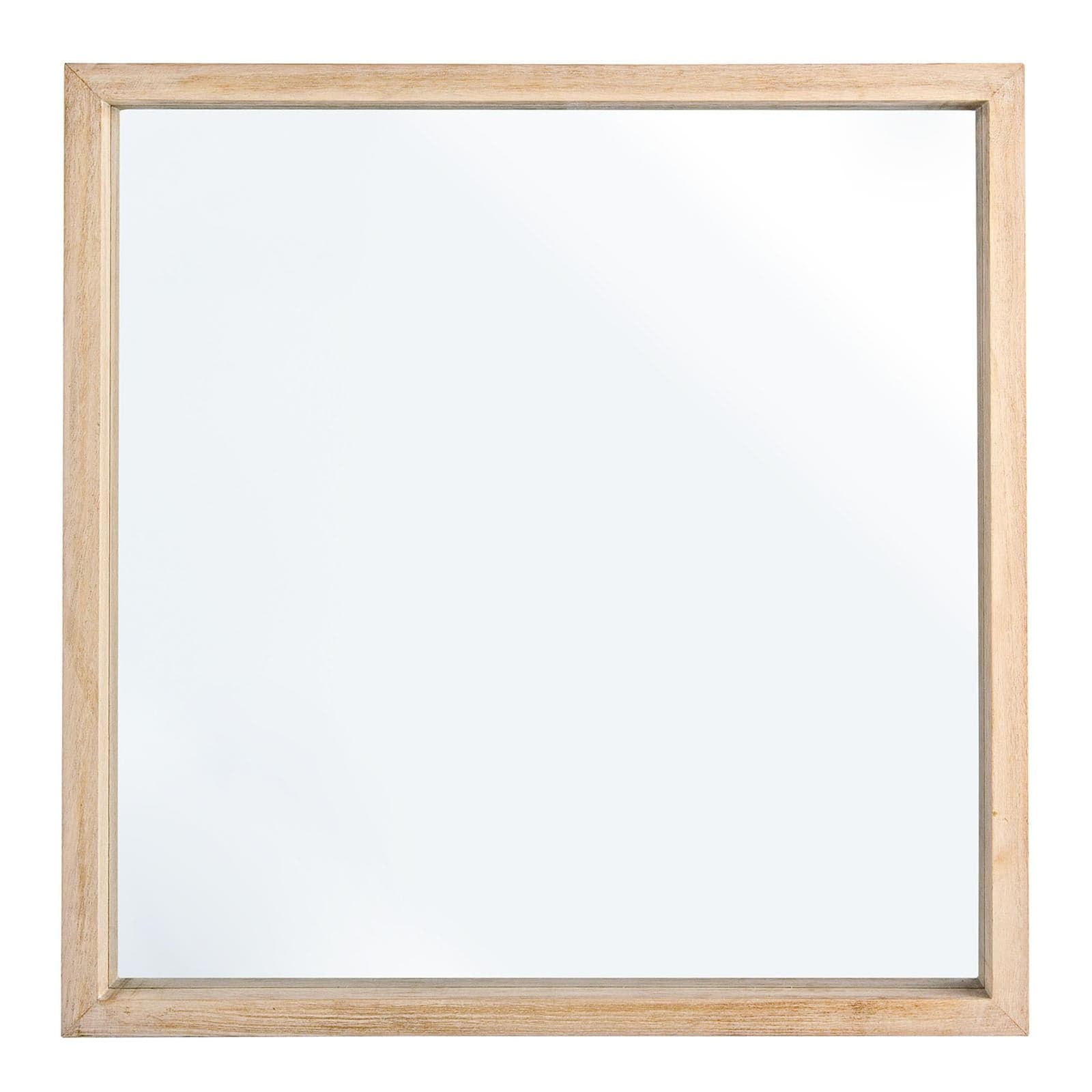Specchio tiziano con cornice in legno shabby naturale 42 x 42 cm da bagno e soggiorno