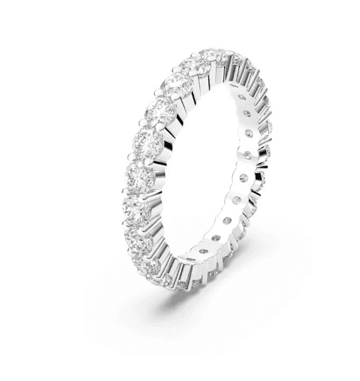 Swarovski - Anello Vittore XL, Taglio tondo, Bianco, Placcato rodio