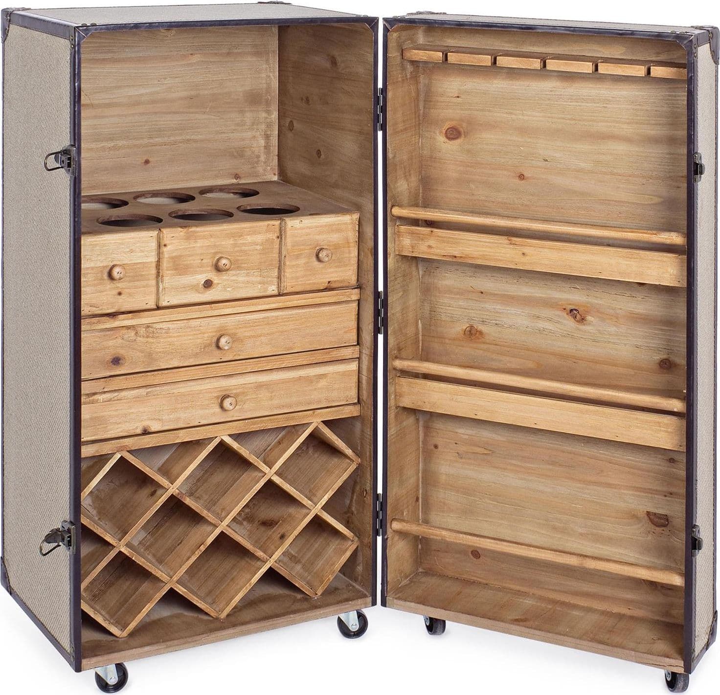 Cantina portatile "Bar travel" porta bottiglie e calici da vino h 110 cm – Andrea Bizzotto Spa
