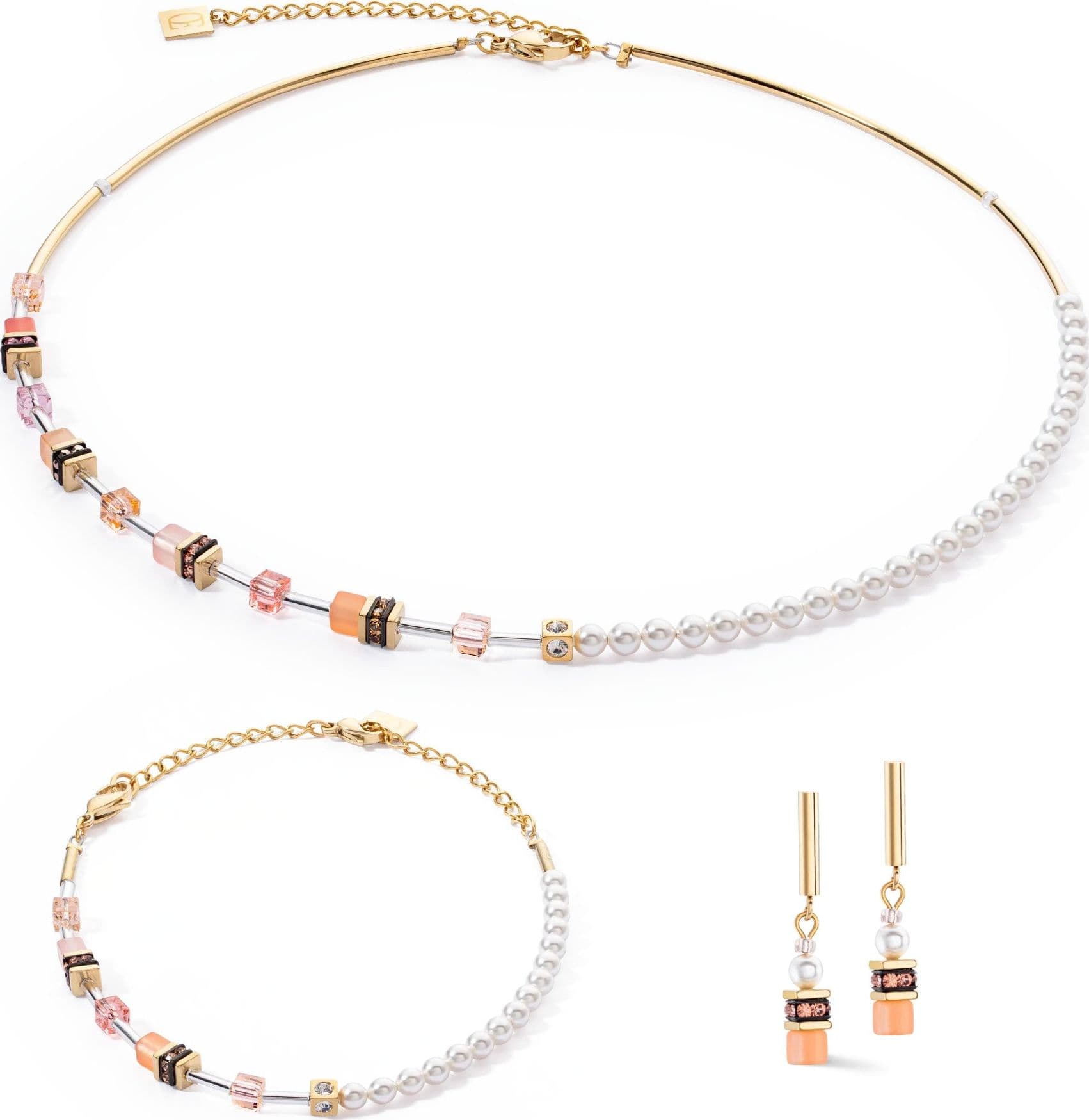 Coeur de Lion - Orecchini GeoCUBE Mini Fusion Pearls Apricot Crush in Orecchini Alba Gioielli - Casoria, commercioVirtuoso.it