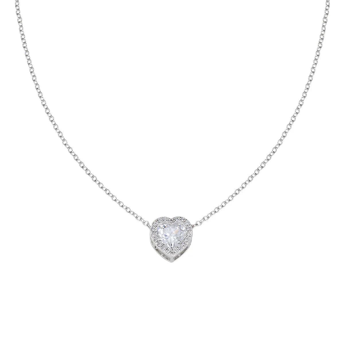 Amen - Collana con Cuore di Zircone Bianco