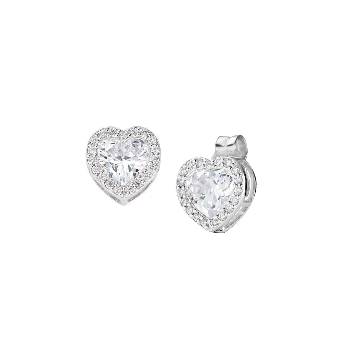 AMEN - Orecchini con Cuore di Zircone Bianco