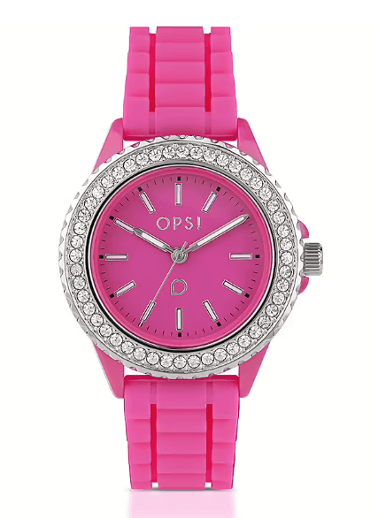 Ops Object - Orologio BRILLIANT con cinturino in silicone fucsia