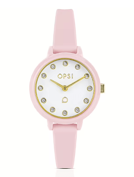 Ops Object - Orologio PRECIOUS ROUND con cinturino in silicone rosa
