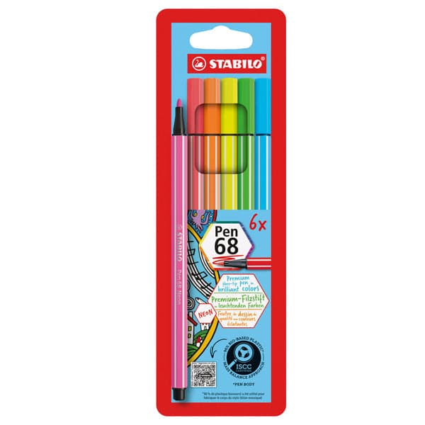 Astuccio 6 Evidenziatori Stabilo Pen 68 Neon Assort. - 2