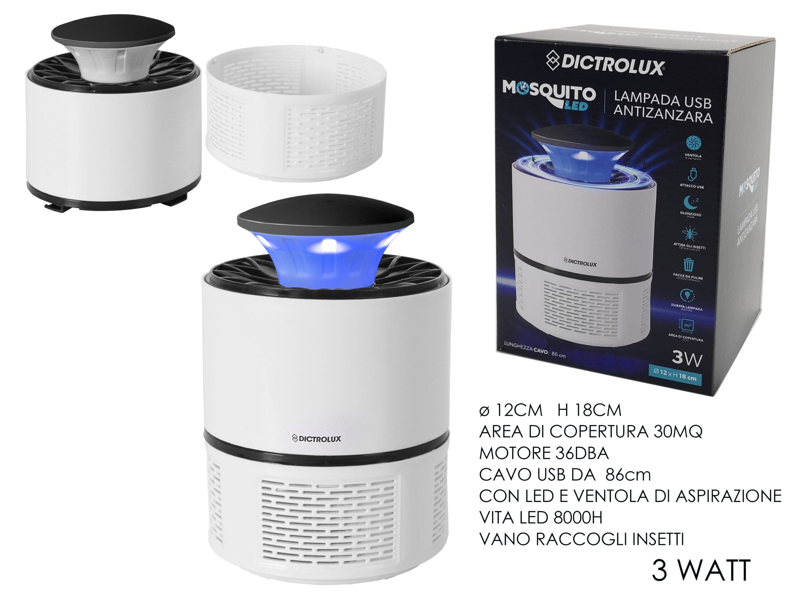 Lampada anti - zanzare Led 3W con USB in Zanzare Save The Money - Rimini, commercioVirtuoso.it