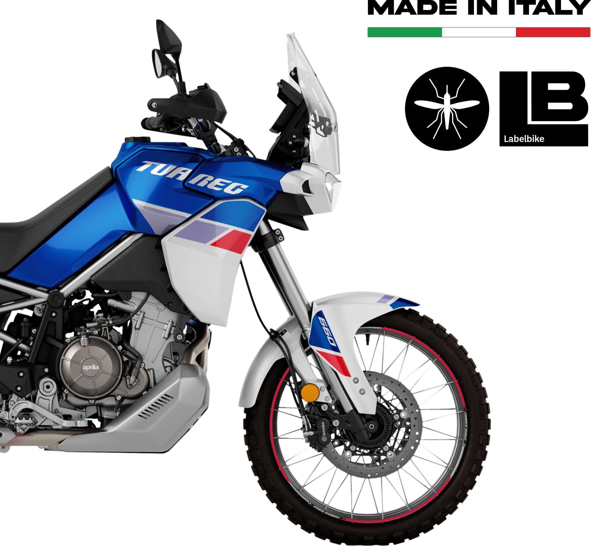 Kit completo adesivi 3D per moto compatibili con Aprilia Tuareg 660 Indaco 2022 in Decalcomanie adesivi e magneti LabelBike - Bibbiano, commercioVirtuoso.it