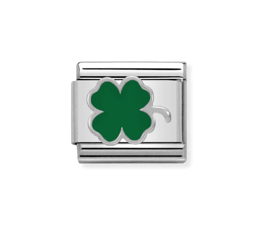 NOMINATION - LINK COMPOSABLE CLASSIC IN ARGENTO QUADRIFOGLIO VERDE in Collane Alba Gioielli - Casoria, commercioVirtuoso.it