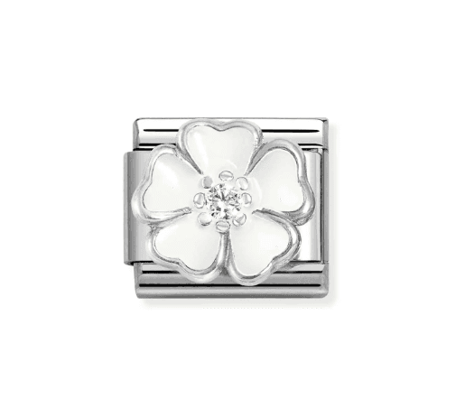 NOMINATION -   LINK COMPOSABLE CLASSIC FIORE BIANCO CON ZIRCONE