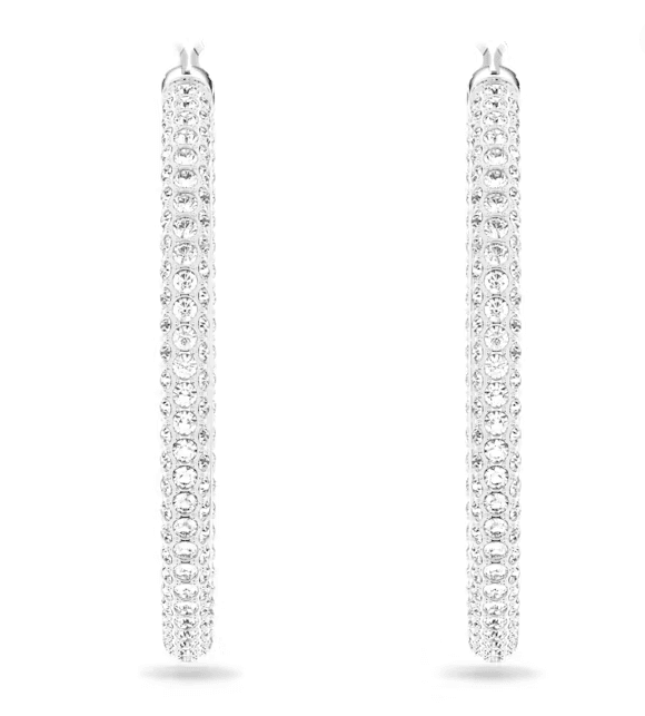 SWAROVSKI - Orecchini a cerchio Stone Pavé, Grandi, Bianchi, Placcato rodio in Orecchini Alba Gioielli - Casoria, commercioVirtuoso.it