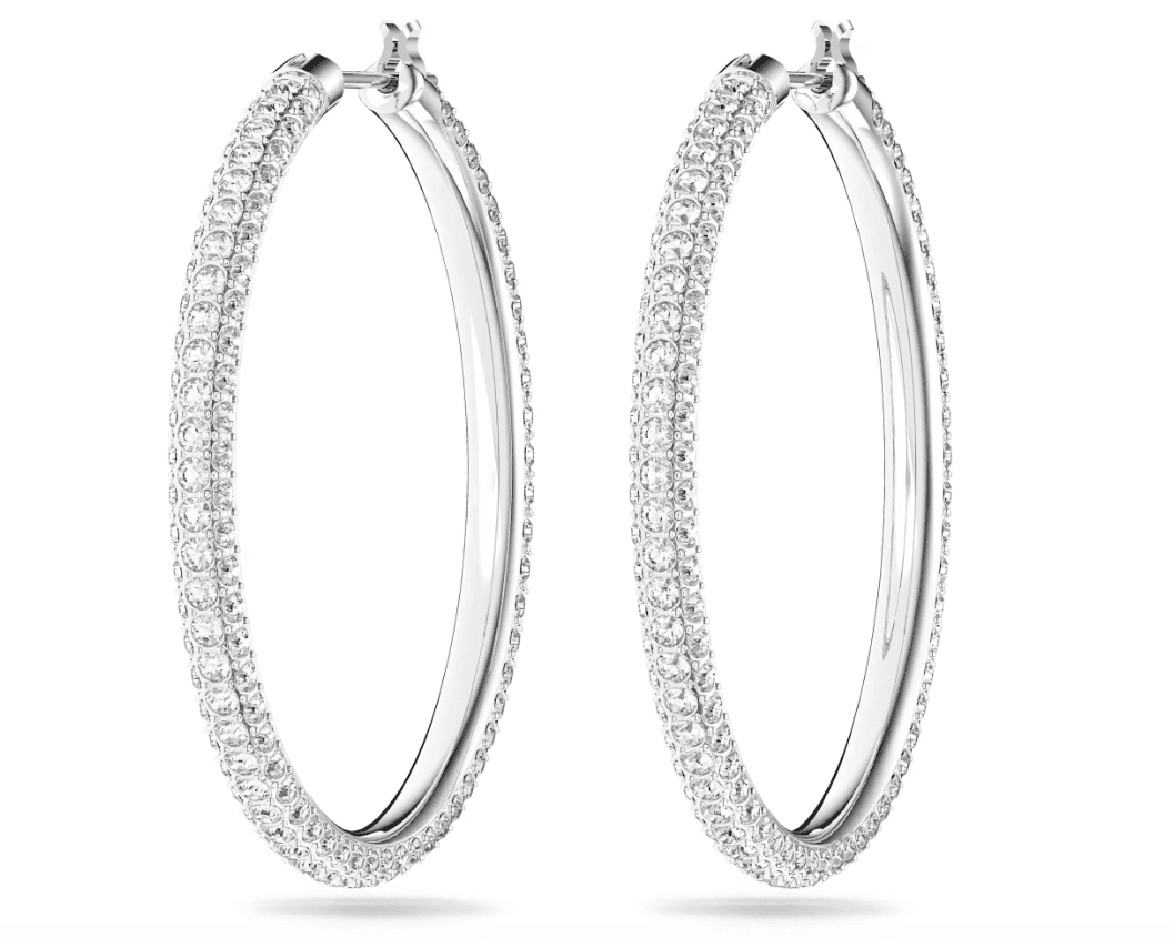 SWAROVSKI - Orecchini a cerchio Stone Pavé, Grandi, Bianchi, Placcato rodio in Orecchini Alba Gioielli - Casoria, commercioVirtuoso.it