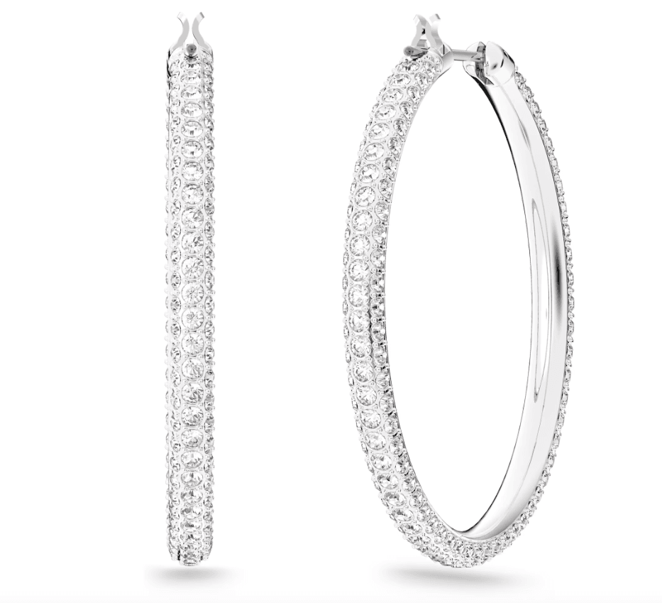 SWAROVSKI - Orecchini a cerchio Stone Pavé, Grandi, Bianchi, Placcato rodio in Orecchini Alba Gioielli - Casoria, commercioVirtuoso.it