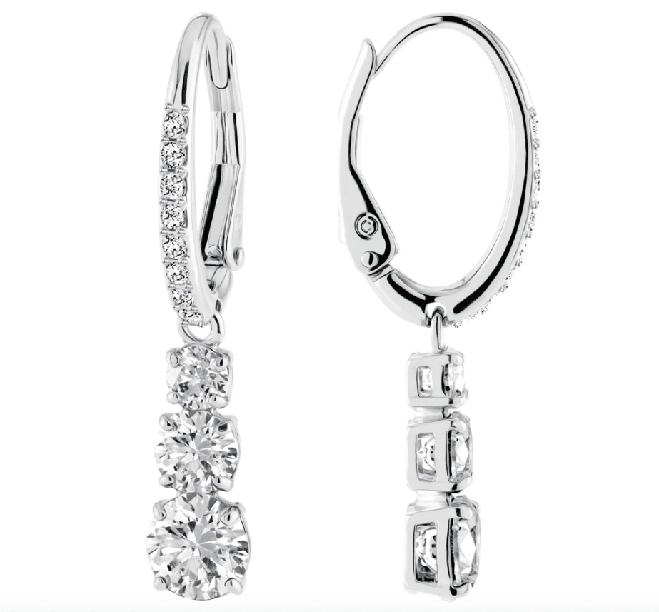 SWAROVSKI -  Orecchini a cerchio Attract Trilogy Taglio tondo, Bianchi, Placcato rodio