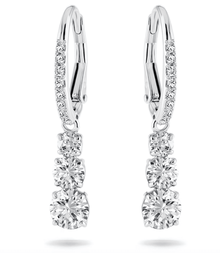SWAROVSKI -  Orecchini a cerchio Attract Trilogy Taglio tondo, Bianchi, Placcato rodio in Orecchini Alba Gioielli - Casoria, commercioVirtuoso.it