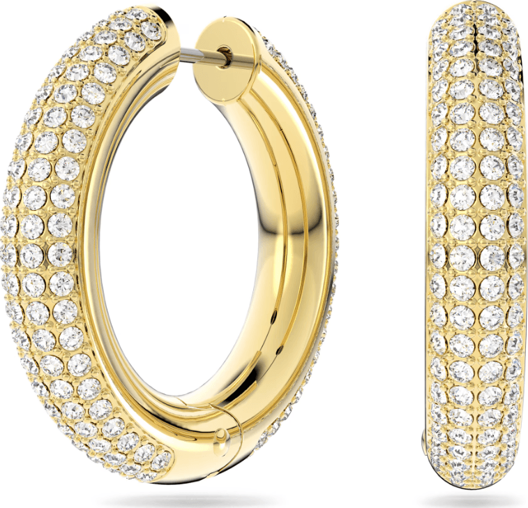 SWAROVSKI -  Orecchini a cerchio Dextera Medi, Bianchi, Placcato color oro