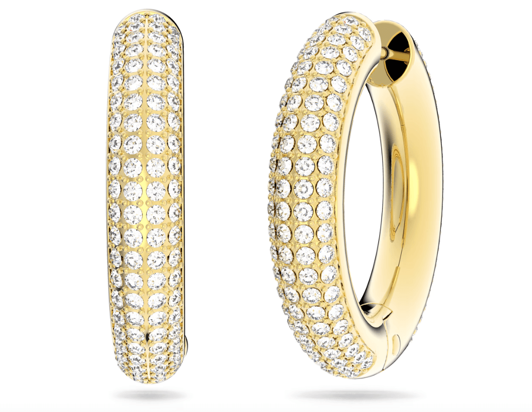 SWAROVSKI -  Orecchini a cerchio Dextera Medi, Bianchi, Placcato color oro in Orecchini Alba Gioielli - Casoria, commercioVirtuoso.it