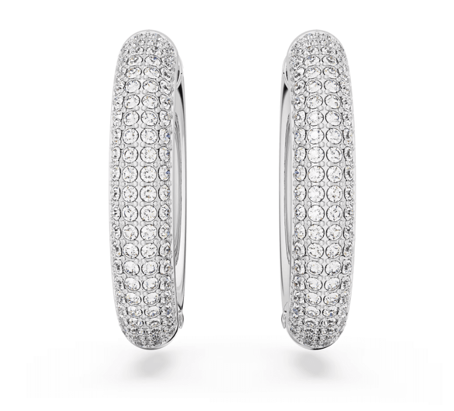 SWAROVSKI -  Orecchini a cerchio Dextera Medi, Bianchi, Placcato rodio in Orecchini Alba Gioielli - Casoria, commercioVirtuoso.it