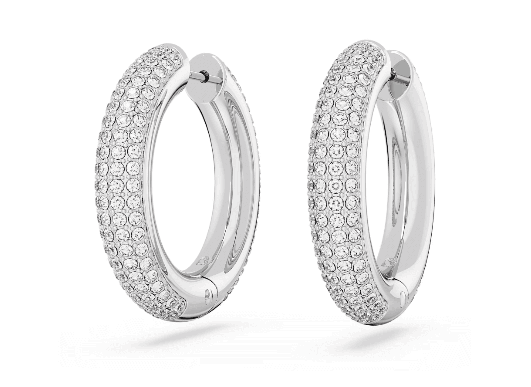 SWAROVSKI -  Orecchini a cerchio Dextera Medi, Bianchi, Placcato rodio in Orecchini Alba Gioielli - Casoria, commercioVirtuoso.it