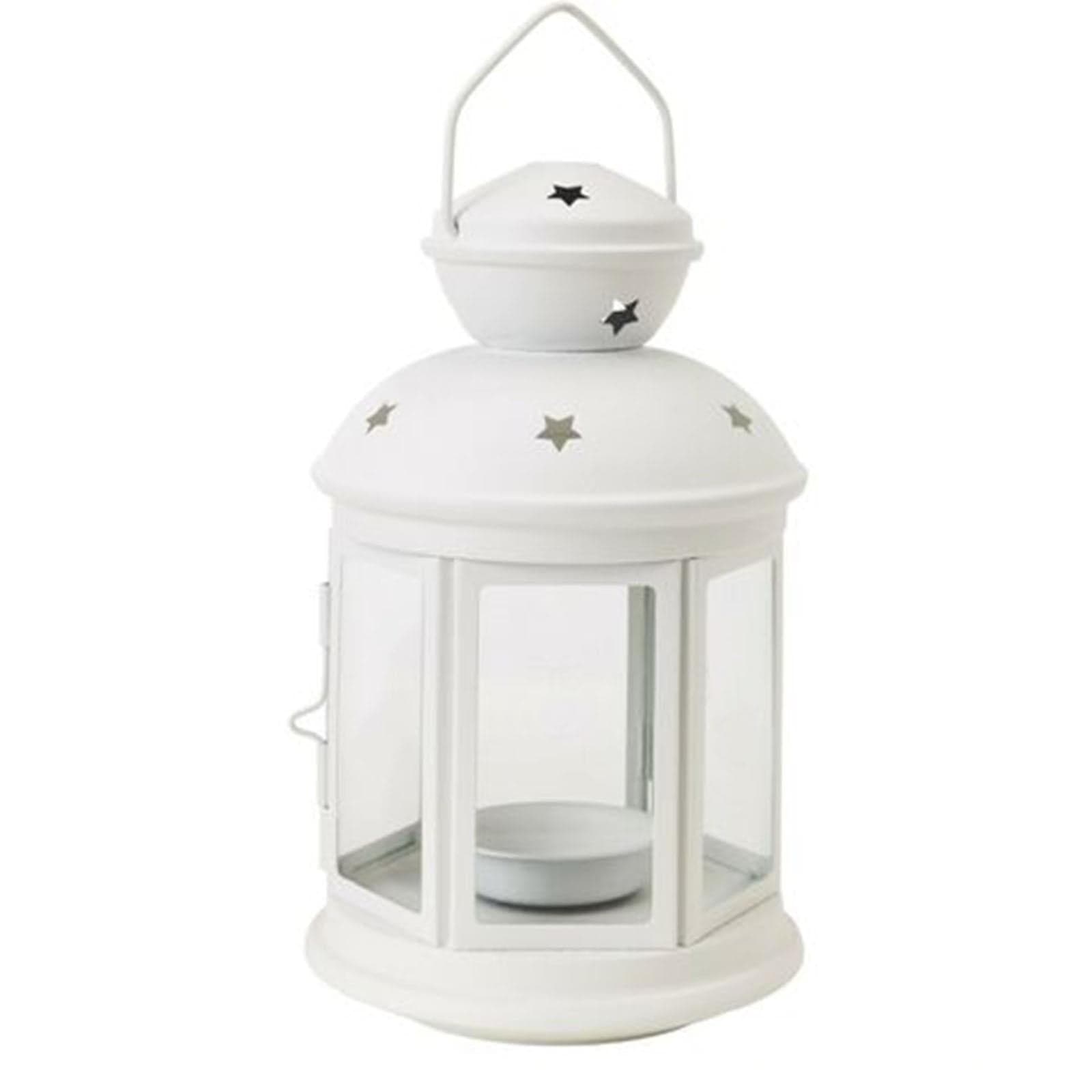 Lanterna porta tealight 21 cm beige in metallo e vetro portacandele bomboniere - 5