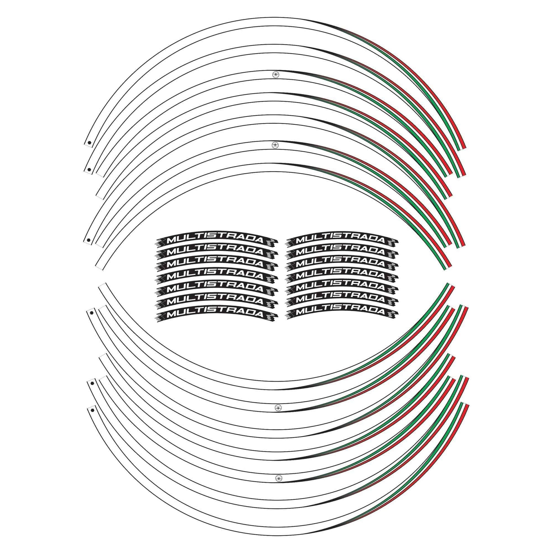 Kit strisce adesive cerchi ruote moto 17" compatibili con Ducati Multistrada in Decalcomanie adesivi e magneti LabelBike - Bibbiano, commercioVirtuoso.it