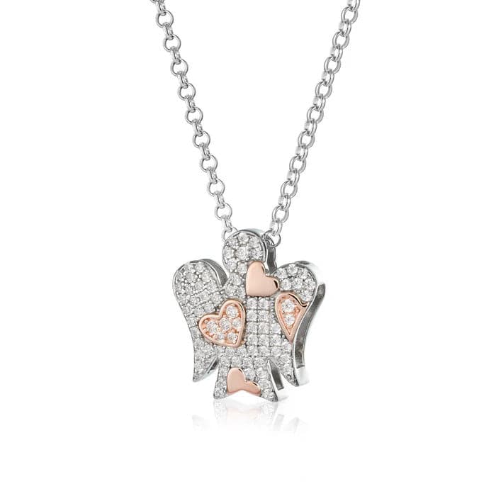 ROBERTO GIANNOTTI - COLLANA IN ARGENTO CON ANGELO CUORI E ZIRCONI in Collane Alba Gioielli - Casoria, commercioVirtuoso.it