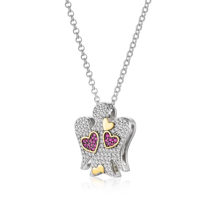 ROBERTO GIANNOTTI - COLLANA IN ARGENTO CON ANGELO CUORI E ZIRCONI in Collane Alba Gioielli - Casoria, commercioVirtuoso.it