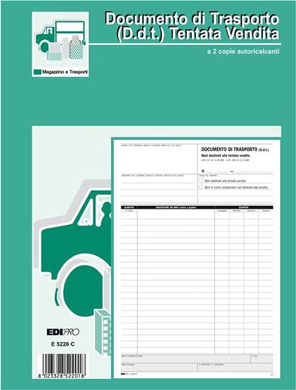 BLOCCO DDT CARICO TENTATA VENDITA A4 50 FG AUTORIC. E5220C EDIPRO