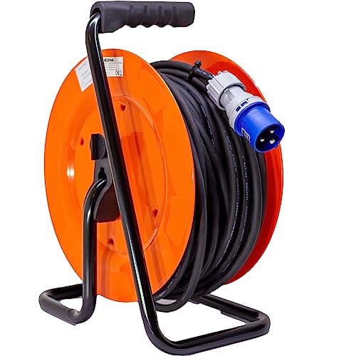 Avvolgicavo industriale IP44 - 2 prese CEE, 1 presa Schuko - 30 metri 220V - Cavo in Neoprene H07Rn-f in Bobine per cavo Elettrowatt - San Severino Marche, commercioVirtuoso.it