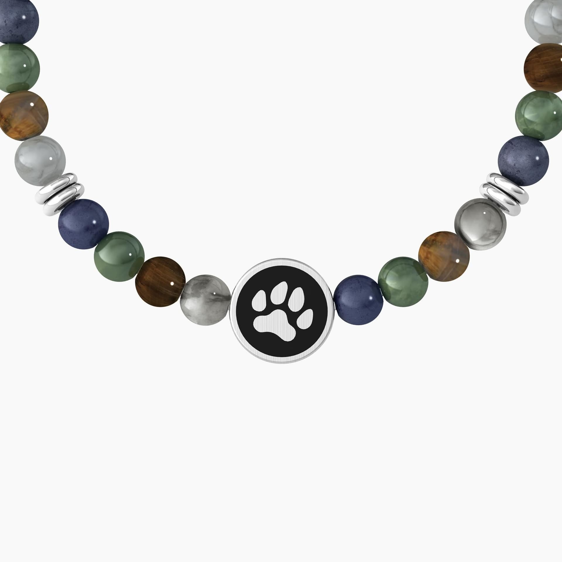 Kidult -  Bracciale uomo in pietre multicolor con simbolo zampa - PETS | BEST FRIENDS in Bracciali Alba Gioielli - Casoria, commercioVirtuoso.it
