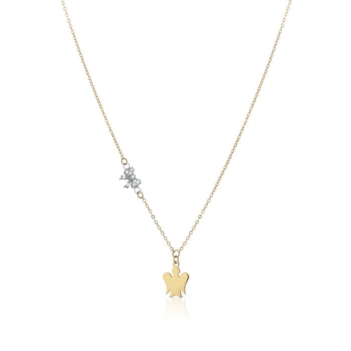 ROBERTO GIANNOTTI - COLLANA YOUNG CON PENDENTE ANGELO IN ORO GIALLO E FIOCCO
