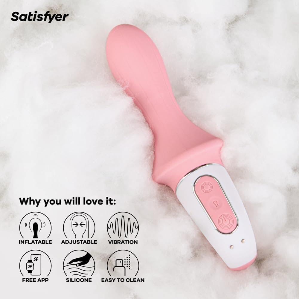 Satisfyer Air Pump Booty 5+ rosa plug gonfiabile app 12 vibrazioni IPX7 USB in prodotto Erosdom - Palmi, commercioVirtuoso.it