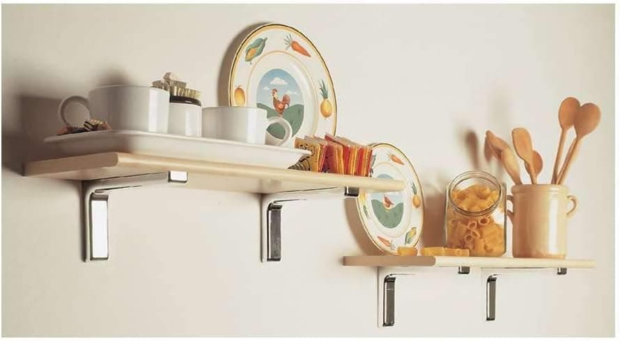 Reggi mensola per arredo in acciaio con copertura in plastica, kit con viti e tasselli in Mensole da muro La Zappa - Altamura, commercioVirtuoso.it