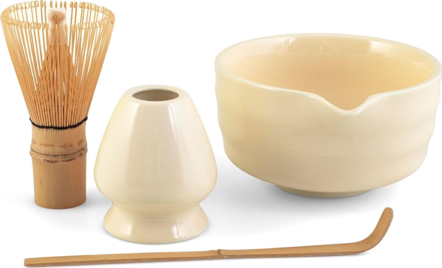 H&H Confezione 4 pezzi matcha tea in porcellana crema