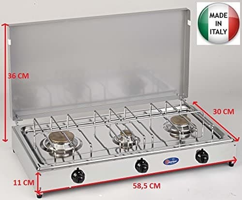 CFParker Fornello a Gas 3 Fuochi Gpl / Metano con Piano in Acciaio Inox e Valvola di Sicurezza mod. 5523RSG in Autocategorizzazione Elettroccasione - Terlizzi, commercioVirtuoso.it
