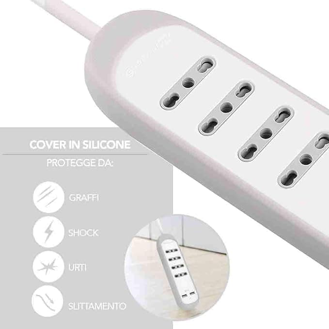 ELECTRALINE - GUMMY MULTIPRESA 4P 2USB 2.1A COVER SILI in Multiprese Stockdoc - Terni, commercioVirtuoso.it
