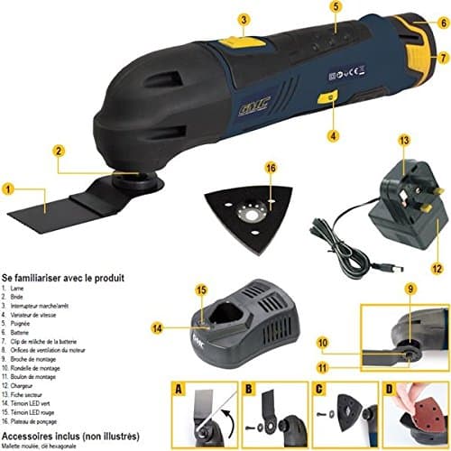 Trapano a percussione 12V + Utensile multifunzione regolabile GMC Batteria Litio freeshipping - Eternal Brico