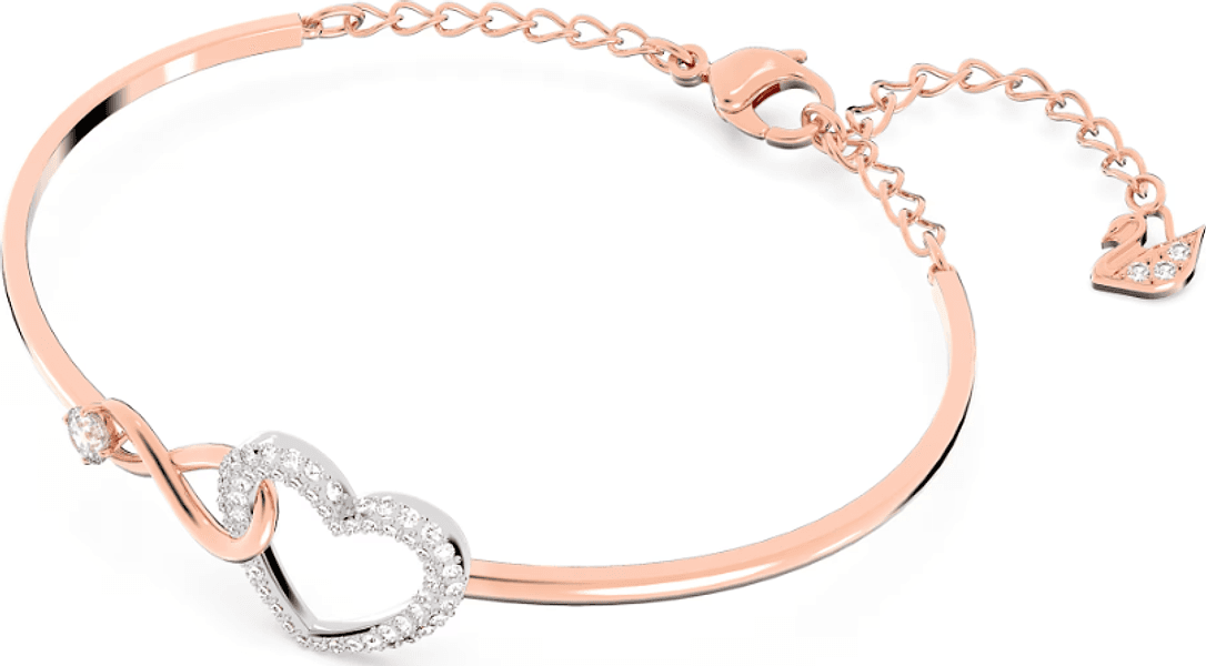 SWAROVSKI - Bracciale rigido Swarovski Infinity Infinito e cuore, Bianco, Mix di finiture in Bracciali Alba Gioielli - Casoria, commercioVirtuoso.it