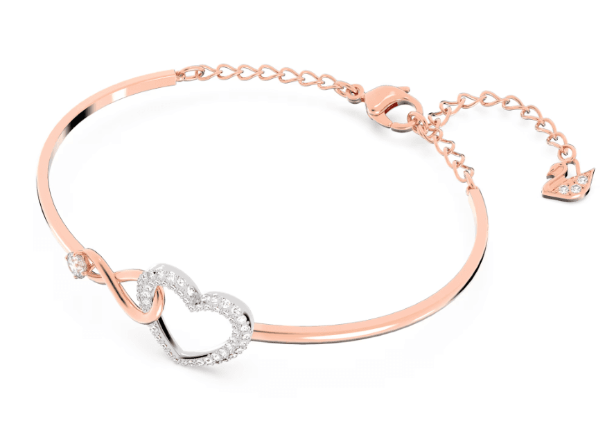 SWAROVSKI - Bracciale rigido Swarovski Infinity Infinito e cuore, Bianco, Mix di finiture in Bracciali Alba Gioielli - Casoria, commercioVirtuoso.it