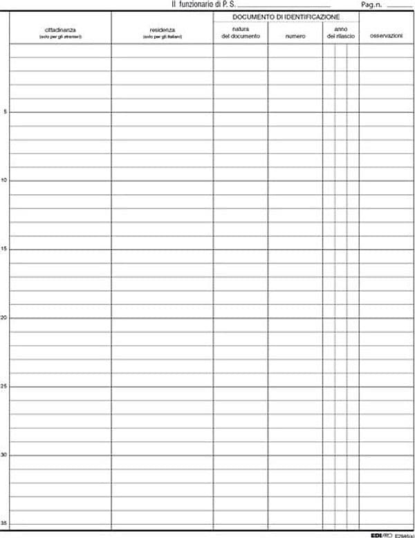 REGISTRO PERSONE ALLOGGIATE 31x24.5cm 46pg E2846 EDIPRO