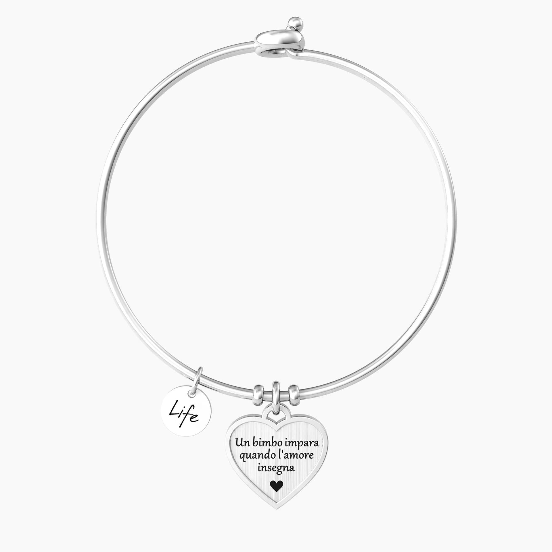 Kidult - Bracciale rigido donna con cuore inciso CUORE | L’AMORE INSEGNA in Bracciali Alba Gioielli - Casoria, commercioVirtuoso.it